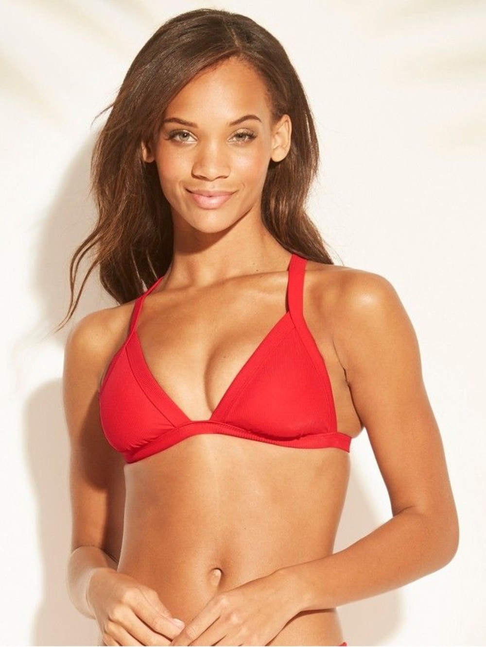 Xhilaration Ribbed Triangle Criss Cross Back Bikini Top Thick Adjustable Straps